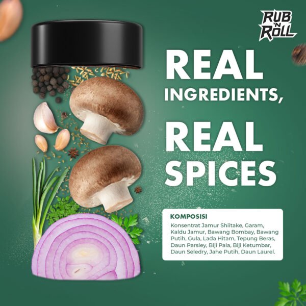 Mushroom Broth Powder (Kaldu Jamur Bubuk) Rub N Roll – EBC Komposisi