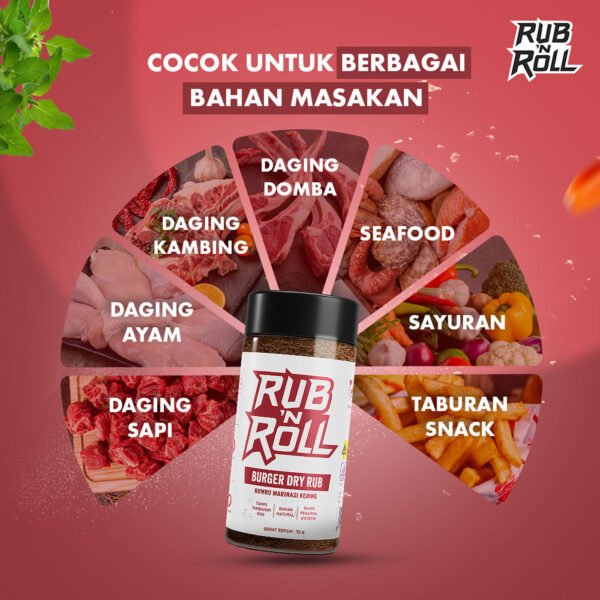 Burger Dry Rub (Bumbu Burger Untuk Marinasi) Rub N Roll - EBC Cocok Untuk Berbagai Bahan