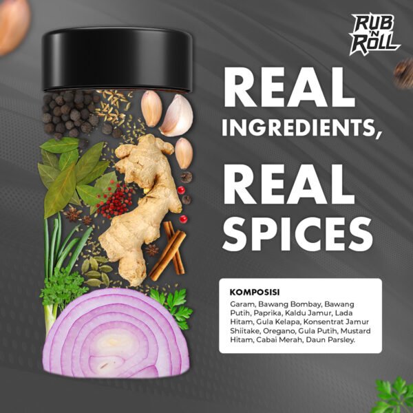 Metal Element Dry Rub for All Types of Dishes (Bumbu Marinasi Elemen Metal untuk Segala Jenis Masakan) Rub N Roll - EBC Komposisi