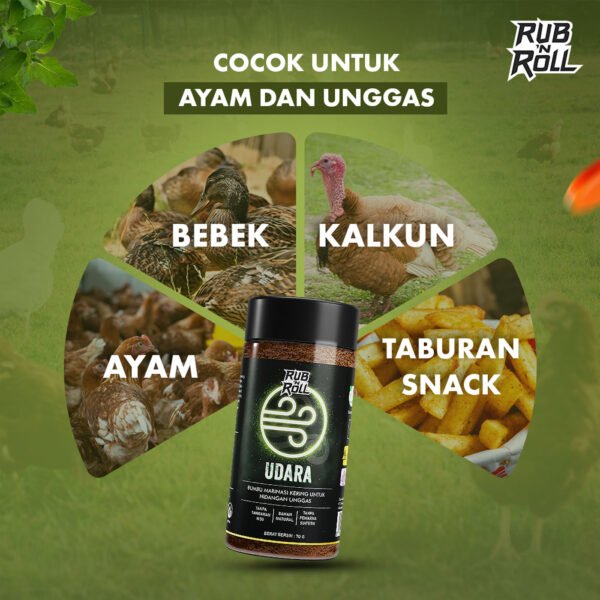 Air Element Dry Rub for Poultry & Chicken (Bumbu Marinasi Elemen Udara untuk Ayam & Unggas) Rub N Roll - EBC Cocok Untuk Berbagai Bahan