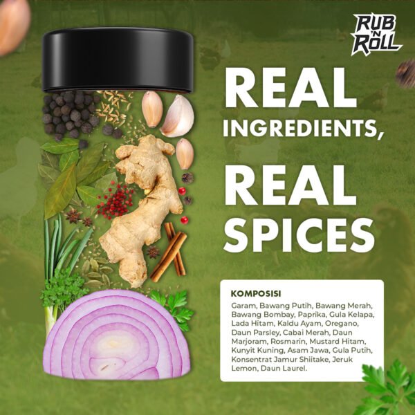 Air Element Dry Rub for Poultry & Chicken (Bumbu Marinasi Elemen Udara untuk Ayam & Unggas) Rub N Roll - EBC Komposisi