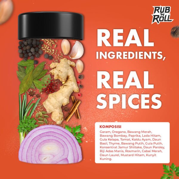 Pizza Dry Rub (Bumbu Pizza Untuk Marinasi) Rub N Roll - EBC Komposisi