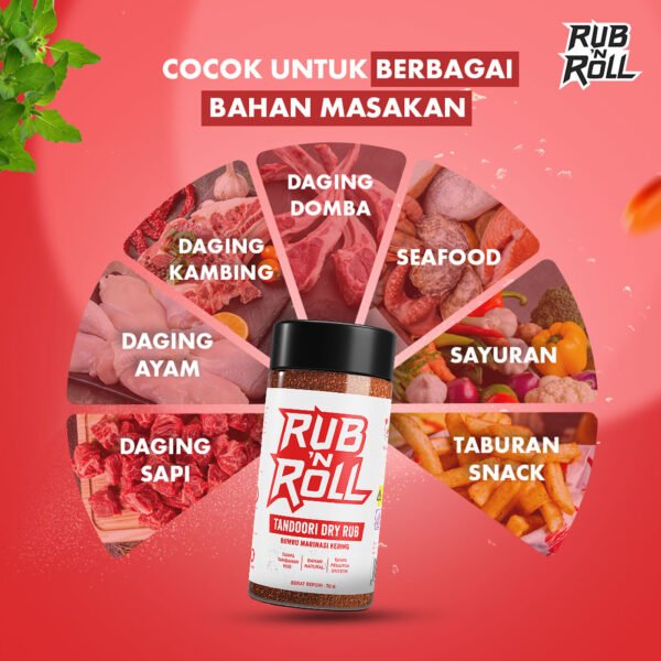 Tandoori Dry Rub (Bumbu Tandoori Untuk Marinasi) Rub N Roll - EBC Cocok Untuk Berbagai Bahan